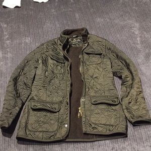 Barbour quilted olive jacket zip fleece like new 6